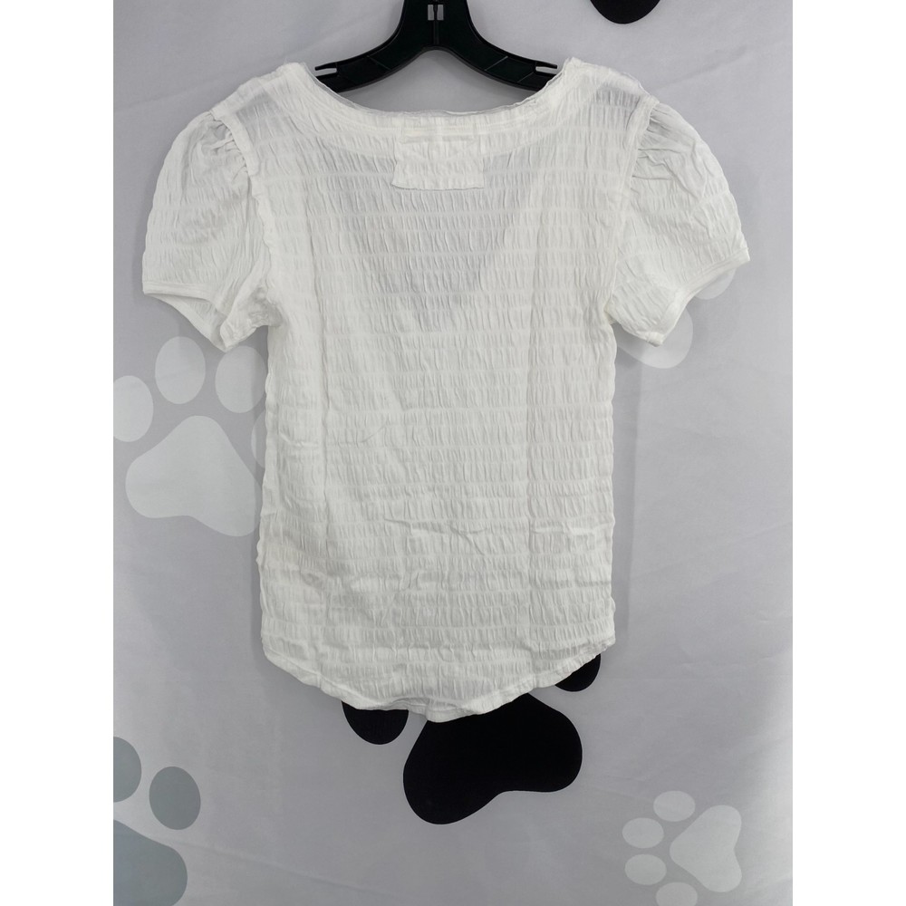 30 M Free People NWT Sugar Cube Crinkle Fabric Short Sleeve Tee Optic White Smal - Picture 4 of 12